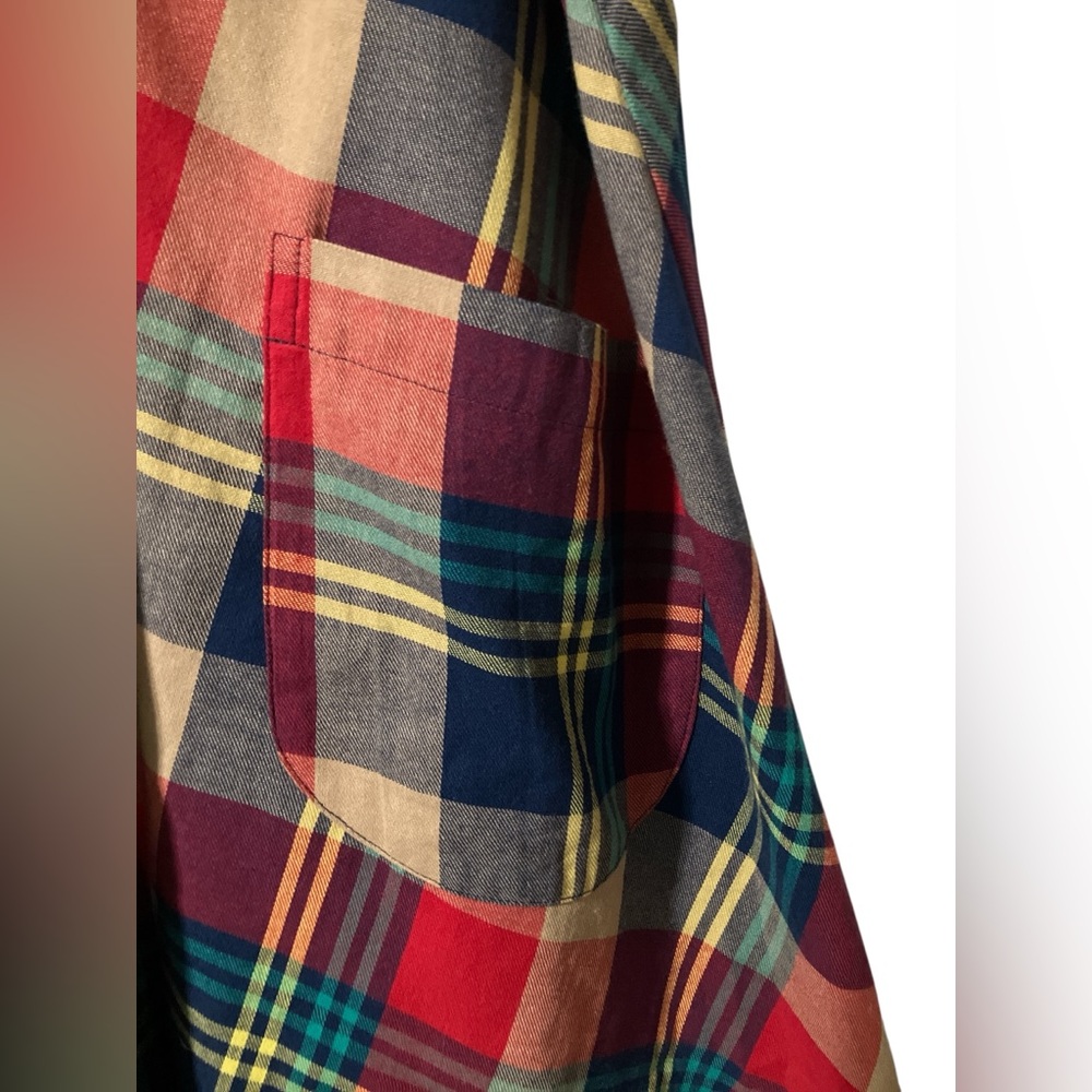 Modcloth Red Navy Tan Plaid Midi Dress with Belt - Picture 4 of 7
